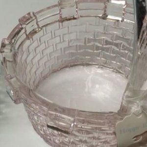 brand new Barely-Pink Clear Glass EASTER BASKET Candy Dish